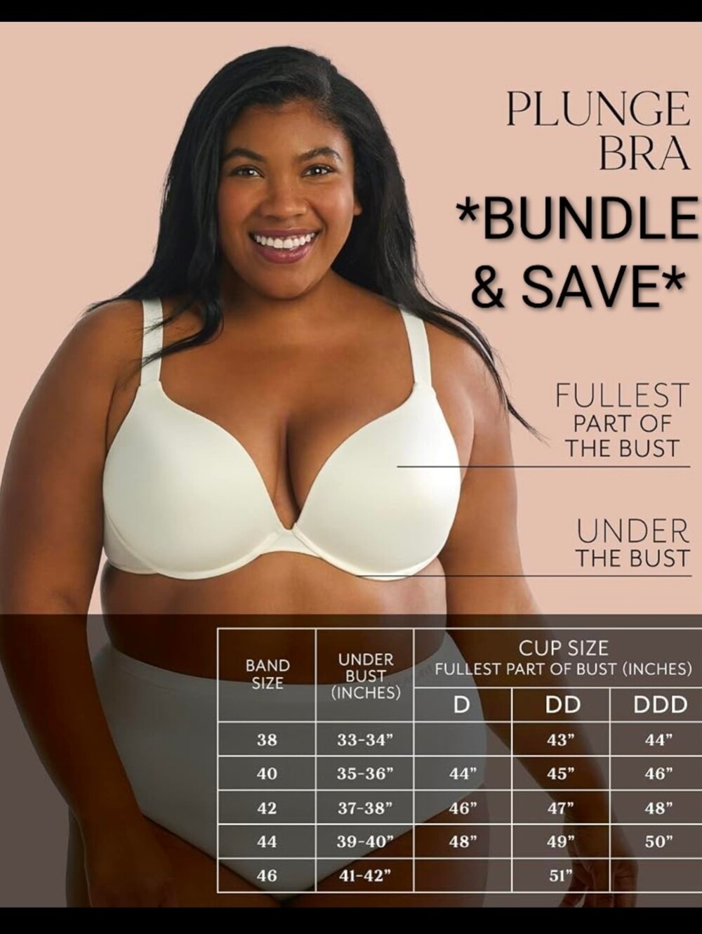 [3/$25] DREAMFIT MICROFIBER PLUNGE BRA - VANILLA